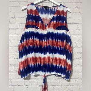 Rock & republic blouse no sleeves red white and blue